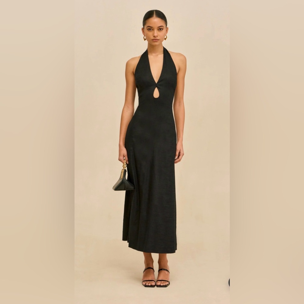 cult gaia Black Halter Keyhole Maxi Dress